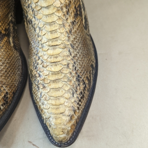 Nocona Boots Gold Honey Exotic Genuine Python Leather Round Toe Cowboy Western B - Picture 5 of 12